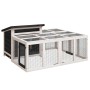Conejera de madera maciza de pino gris 144x123x67,5 cm de , Jaulas y habitáculos para animales pequeños - Ref: Foro24-172282,...