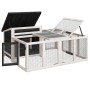 Conejera de madera maciza de pino gris 144x123x67,5 cm de , Jaulas y habitáculos para animales pequeños - Ref: Foro24-172282,...
