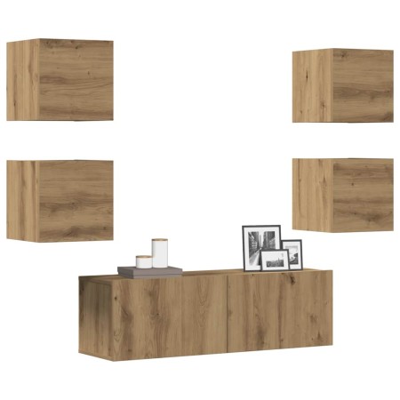 Mueble para TV de pared madera contrachapada artesanal 5 piezas de , Muebles TV - Ref: Foro24-3329146, Precio: 142,79 €, Desc...