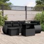 Set de sofás de jardín 7 pzas con cojines ratán sintético negro en Conjuntos de jardín | Comprar online en Foru.es