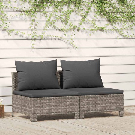 Sofá de jardín de 2 plazas con cojines ratán sintético gris de , Conjuntos de jardín - Ref: Foro24-362691, Precio: 179,52 €, ...
