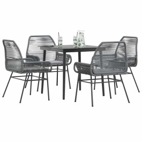 Juego comedor jardín 5 pzas cojines ratán sintético vidrio gris de , Conjuntos de jardín - Ref: Foro24-3334479, Precio: 334,7...