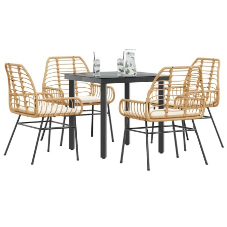 Juego de comedor jardín 5 piezas cojines ratán sintético marrón de , Conjuntos de jardín - Ref: Foro24-3334556, Precio: 322,3...