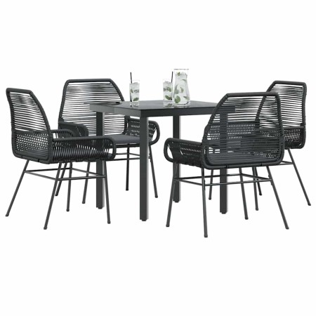 Juego de comedor jardín 5 piezas cojines ratán sintético negro de , Conjuntos de jardín - Ref: Foro24-3334563, Precio: 340,00...