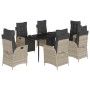 Set comedor jardín 7 pzas y cojines ratán sintético gris claro de , Conjuntos de jardín - Ref: Foro24-3213466, Precio: 1,00 €...