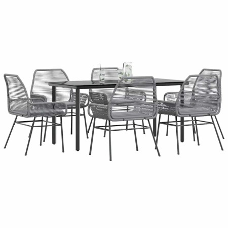 Juego comedor jardín 7 pzas cojines ratán sintético vidrio gris de , Conjuntos de jardín - Ref: Foro24-3334580, Precio: 479,8...