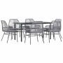 Juego comedor jardín 7 pzas cojines ratán sintético vidrio gris de , Conjuntos de jardín - Ref: Foro24-3334580, Precio: 479,8...