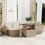 Set sofás de jardín 7 piezas y cojines ratán sintético beige en Conjuntos de jardín | Comprar online en Foru.es