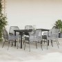 Juego comedor jardín 7 pzas cojines ratán sintético vidrio gris de , Conjuntos de jardín - Ref: Foro24-3334580, Precio: 479,8...