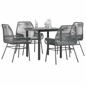 Juego comedor jardín 5 pzas cojines ratán sintético vidrio gris de , Conjuntos de jardín - Ref: Foro24-3334577, Precio: 323,8...