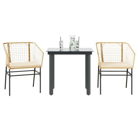 Juego de comedor jardín 3 piezas cojines ratán sintético marrón de , Conjuntos de jardín - Ref: Foro24-3334604, Precio: 181,2...