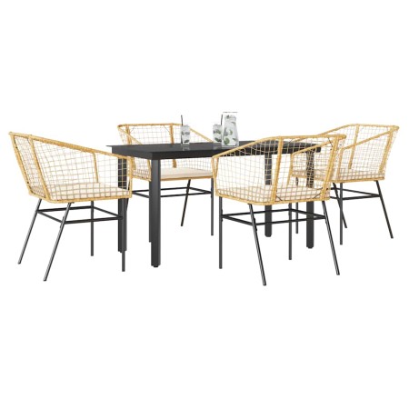Juego de comedor jardín 5 piezas cojines ratán sintético marrón de , Conjuntos de jardín - Ref: Foro24-3334606, Precio: 295,6...