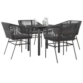 Juego de comedor jardín 5 piezas cojines ratán sintético negro de , Conjuntos de jardín - Ref: Foro24-3334612, Precio: 354,09...