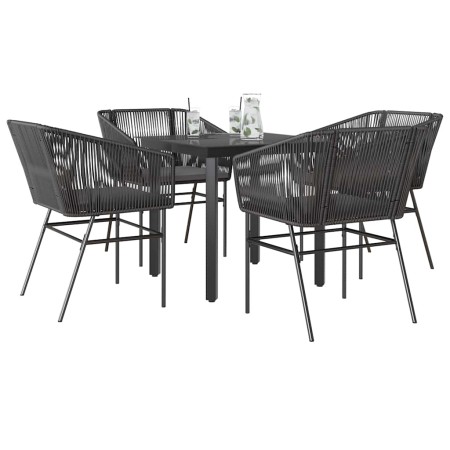 Juego de comedor jardín 5 piezas cojines ratán sintético negro de , Conjuntos de jardín - Ref: Foro24-3334612, Precio: 354,09...