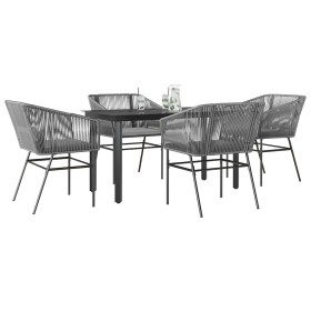 Juego comedor jardín 5 pzas cojines ratán sintético vidrio gris de , Conjuntos de jardín - Ref: Foro24-3334627, Precio: 404,1...