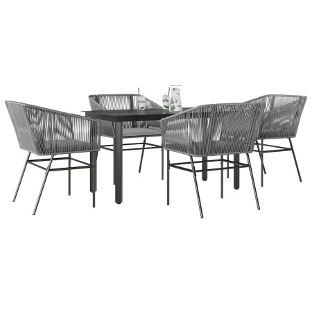 Juego comedor jardín 5 pzas cojines ratán sintético vidrio gris de , Conjuntos de jardín - Ref: Foro24-3334627, Precio: 404,1...