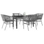 Juego comedor jardín 5 pzas cojines ratán sintético vidrio gris de , Conjuntos de jardín - Ref: Foro24-3334627, Precio: 404,1...
