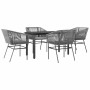 Juego comedor jardín 5 pzas cojines ratán sintético vidrio gris de , Conjuntos de jardín - Ref: Foro24-3334627, Precio: 404,1...