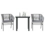 Juego comedor jardín 3 pzas cojines ratán sintético vidrio gris de , Conjuntos de jardín - Ref: Foro24-3334625, Precio: 234,6...