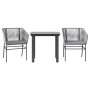 Juego comedor jardín 3 pzas cojines ratán sintético vidrio gris de , Conjuntos de jardín - Ref: Foro24-3334625, Precio: 234,6...