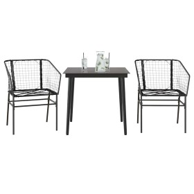 Muebles de jardín 3 piezas ratán sintético vidrio negro de , Conjuntos de jardín - Ref: Foro24-3334485, Precio: 194,46 €, Des...