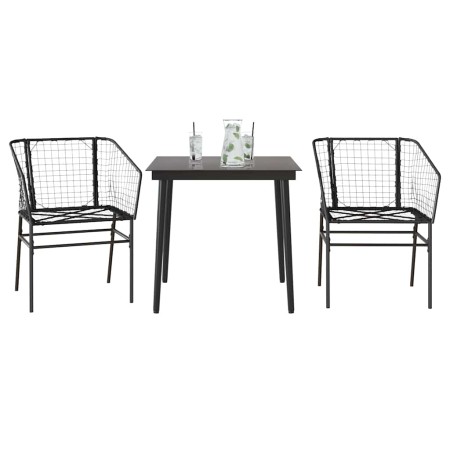 Muebles de jardín 3 piezas ratán sintético vidrio negro de , Conjuntos de jardín - Ref: Foro24-3334485, Precio: 194,46 €, Des...