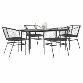 Juego de comedor jardín 5 piezas cojines ratán sintético negro de , Conjuntos de jardín - Ref: Foro24-3334502, Precio: 311,91...