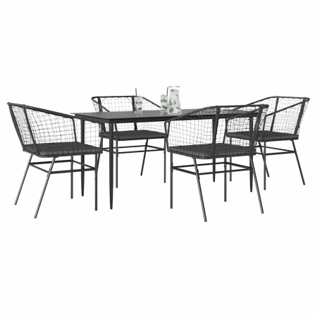 Juego de comedor jardín 5 piezas cojines ratán sintético negro de , Conjuntos de jardín - Ref: Foro24-3334502, Precio: 311,91...