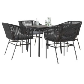 Juego de comedor jardín 5 piezas cojines ratán sintético negro de , Conjuntos de jardín - Ref: Foro24-3334514, Precio: 365,76...