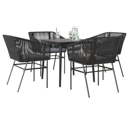 Juego de comedor jardín 5 piezas cojines ratán sintético negro de , Conjuntos de jardín - Ref: Foro24-3334514, Precio: 365,76...
