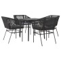 Juego de comedor jardín 5 piezas cojines ratán sintético negro de , Conjuntos de jardín - Ref: Foro24-3334514, Precio: 365,76...