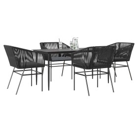 Juego de comedor jardín 5 piezas cojines ratán sintético negro de , Conjuntos de jardín - Ref: Foro24-3334516, Precio: 407,59...