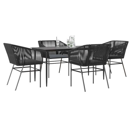 Juego de comedor jardín 5 piezas cojines ratán sintético negro de , Conjuntos de jardín - Ref: Foro24-3334516, Precio: 407,59...