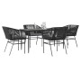 Juego de comedor jardín 5 piezas cojines ratán sintético negro de , Conjuntos de jardín - Ref: Foro24-3334516, Precio: 407,59...