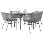 Juego comedor jardín 5 pzas cojines ratán sintético vidrio gris de , Conjuntos de jardín - Ref: Foro24-3334528, Precio: 386,1...
