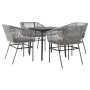 Juego comedor jardín 5 pzas cojines ratán sintético vidrio gris de , Conjuntos de jardín - Ref: Foro24-3334528, Precio: 386,1...