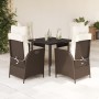 Set comedor de jardín 5 piezas y cojines ratán sintético marrón de , Conjuntos de jardín - Ref: Foro24-3213407, Precio: 644,9...