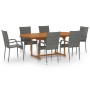 Set de muebles de comedor de jardín 7 piezas ratán PE gris de vidaXL, Conjuntos de jardín - Ref: Foro24-3070759, Precio: 524,...