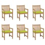 Sillas de jardín 6 uds madera maciza teca cojines verde brillo de , Sillas de jardín - Ref: Foro24-3073042, Precio: 863,48 €,...