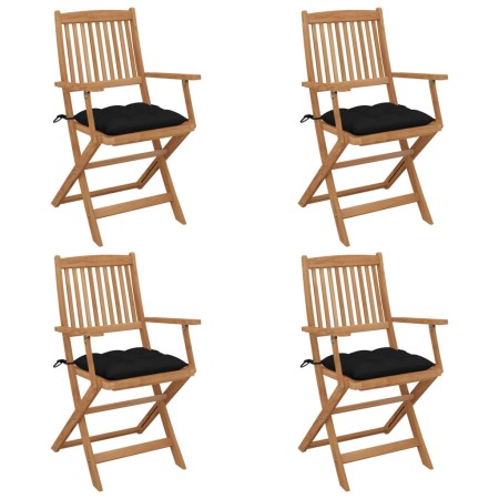 Sillas de jardín plegables 4 uds y cojines madera maciza acacia de , Sillas de jardín - Ref: Foro24-3064639, Precio: 204,50 €...