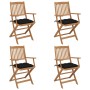 Sillas de jardín plegables 4 uds y cojines madera maciza acacia de , Sillas de jardín - Ref: Foro24-3064639, Precio: 204,50 €...