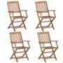 Sillas de jardín plegables 4 uds y cojines madera maciza acacia de , Sillas de jardín - Ref: Foro24-3064639, Precio: 204,50 €...