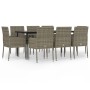 Set comedor jardín 9 pzas y cojines ratán sintético negro gris de , Conjuntos de jardín - Ref: Foro24-3185152, Precio: 580,90...