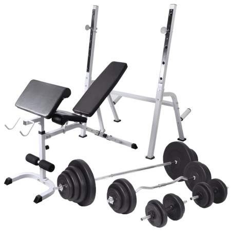 Banco ejercicios con soporte pesas, pesas y mancuernas 120 kg de , Máquinas de levantamiento de pesas - Ref: Foro24-275376, P...