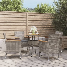 Mesita y sillas jardín 5 pzas y cojines ratán sintético gris de , Conjuntos de jardín - Ref: Foro24-3187431, Precio: 381,76 €...