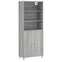Aparador alto madera contrachapada gris sonoma 69,5x34x180 cm de , Aparadores - Ref: Foro24-3189235, Precio: 130,44 €, Descue...