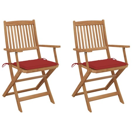 Sillas de jardín plegables 2 uds y cojines madera maciza acacia de , Sillas de jardín - Ref: Foro24-3064596, Precio: 157,14 €...