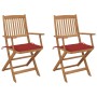 Sillas de jardín plegables 2 uds y cojines madera maciza acacia de , Sillas de jardín - Ref: Foro24-3064596, Precio: 157,14 €...