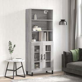 Aparador alto madera contrachapada gris sonoma 69,5x34x180 cm de , Aparadores - Ref: Foro24-3189347, Precio: 144,92 €, Descue...