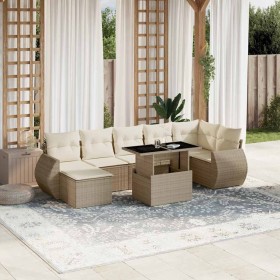 Set de sofás de jardín y cojines 8 piezas ratán sintético beige en Conjuntos de jardín | Comprar online en Foru.es